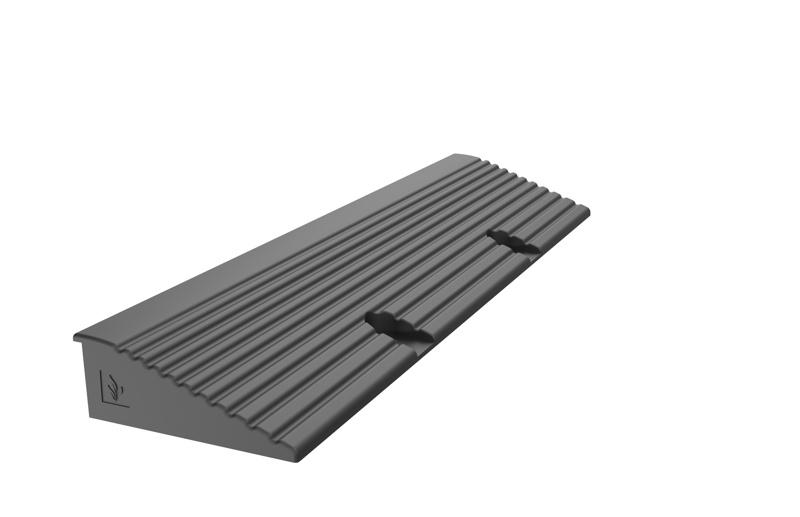Vue latérale de la rampe pour l'installation de grilles à gravier sur béton